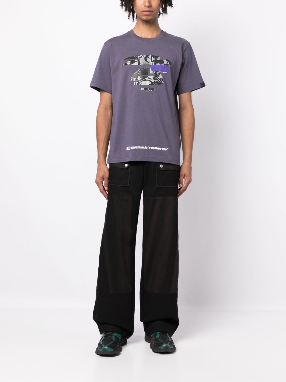 Shop Aape By A Bathing Ape Logo-print Cotton T-shirt In Purple