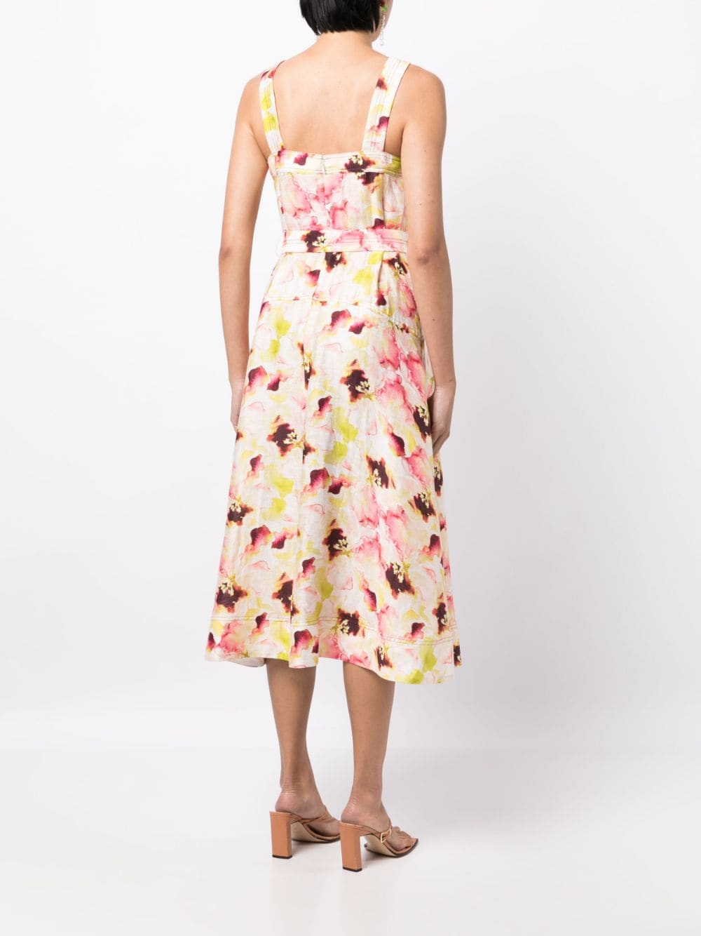 Shop Acler Olmstead Rose-print Midi Dress In White