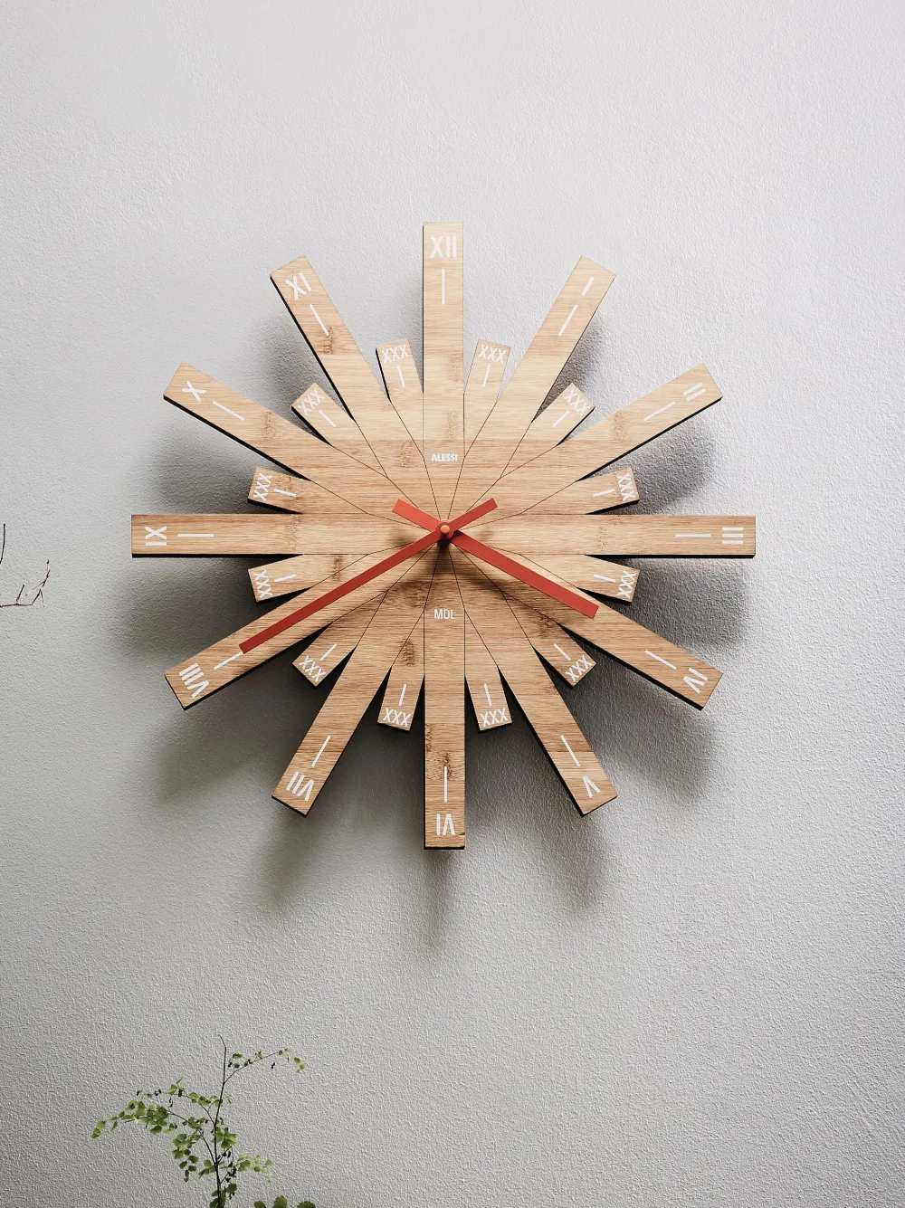 Alessi Raggiante Bamboo Wall Clock In Brown