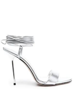 Silver tie up discount sandals