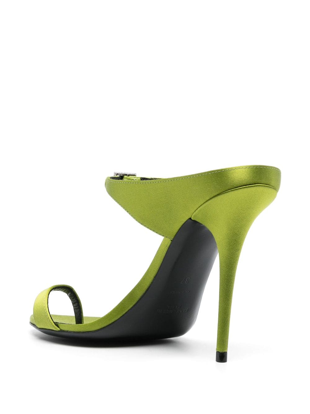 Shop Saint Laurent Dive Buckle-embellished Satin Sandals In Green