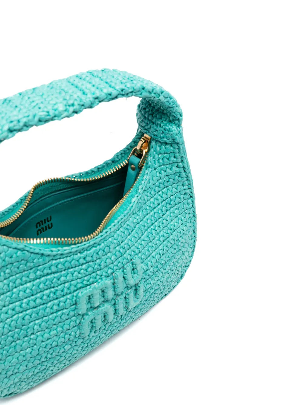 Miu Miu Wander Crochet Handbag Natural in Straw/Wicker with Gold-tone - US