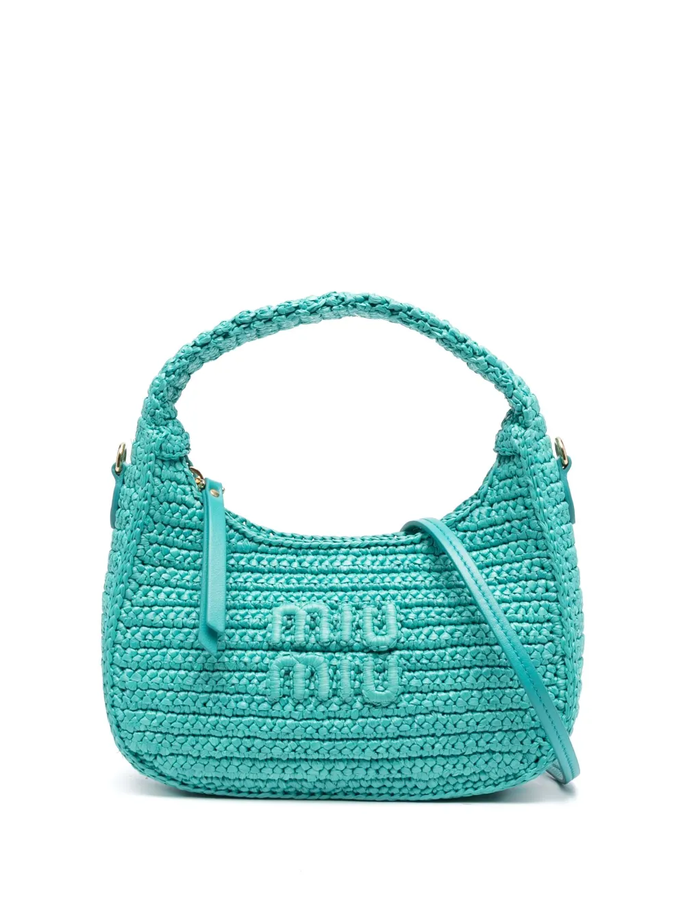 Miu Miu Wander Crochet Handbag Natural in Straw/Wicker with Gold-tone - US