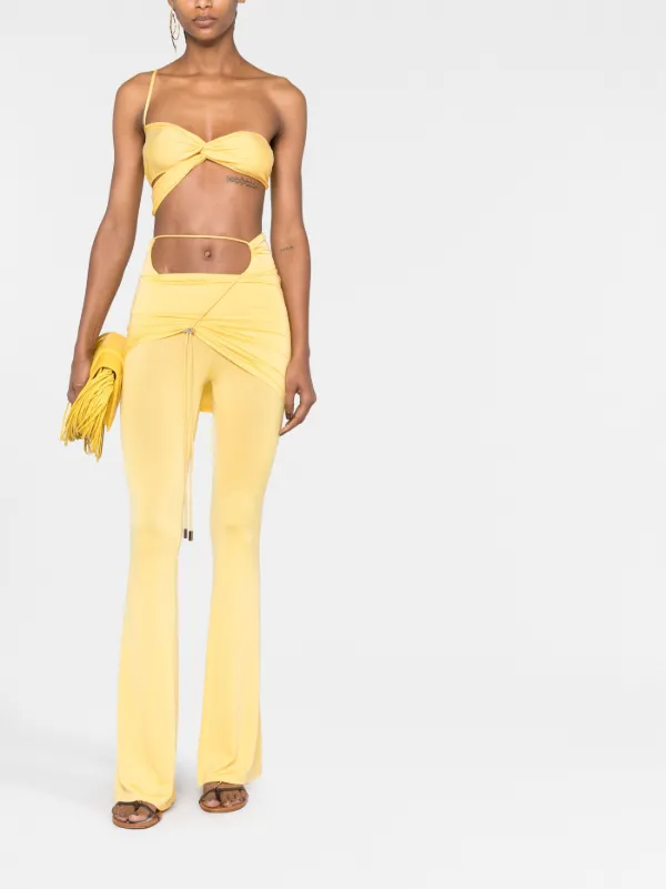 パンツ Jacquemus Yellow Side Slits Trousers Jacquemus Le Pantalon Espelho Skirt Trousers | Yellow | FARFETCH