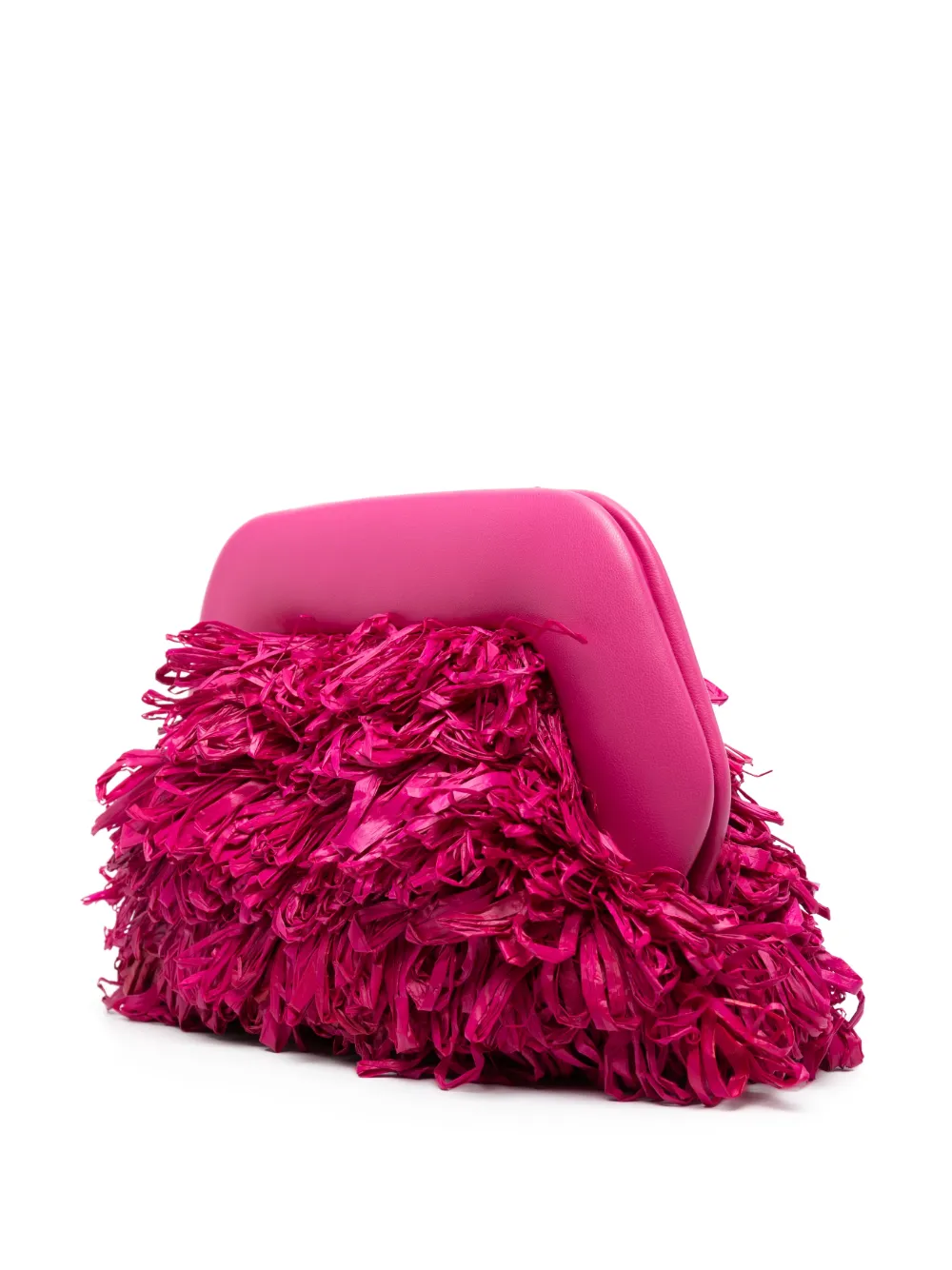 Themoirè Gea Curly Straw Clutch In Pink