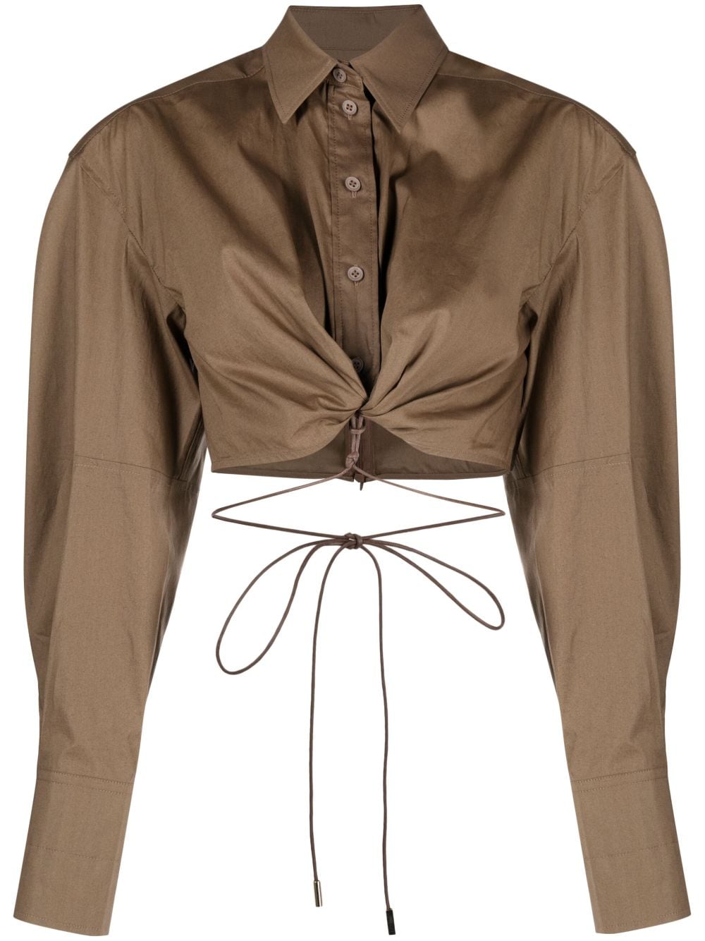 Jacquemus Women's La Chemise Plidao Cropped Shirt In Brown