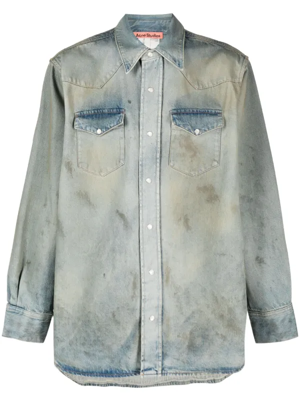 Ripped sales denim overshirt