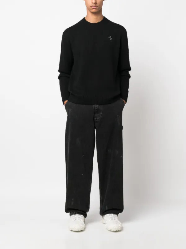 Acne Studios ロゴプリント ダメージ セーター スウェットシャツ Acne Studios - プリントロゴセーター - モスグリーン