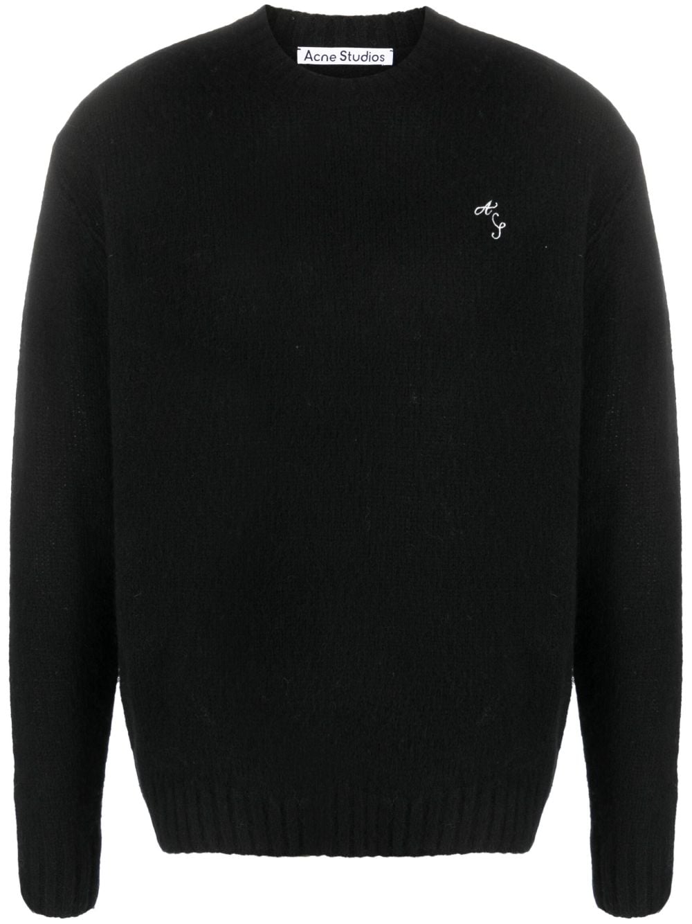 logo-embroidered wool jumper