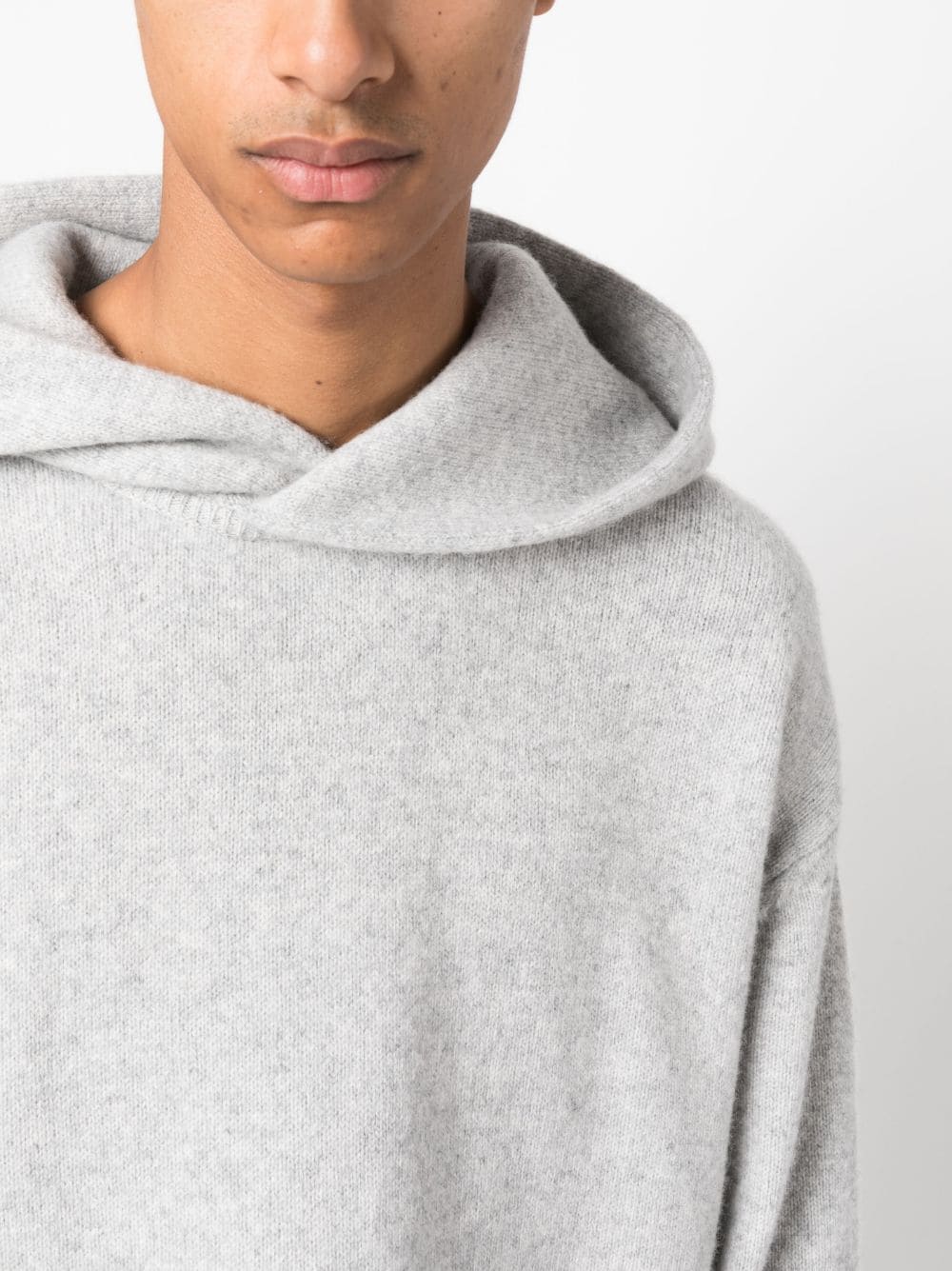 Shop Acne Studios Mélange-effect Knit Hoodie In Grey