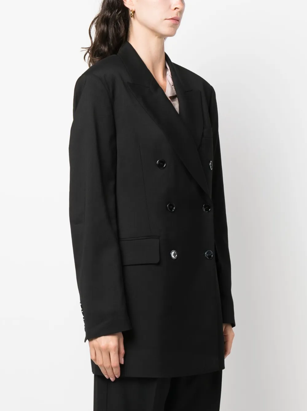 Shop Acne Studios Double-breasted Cotton-blend Blazer In Black