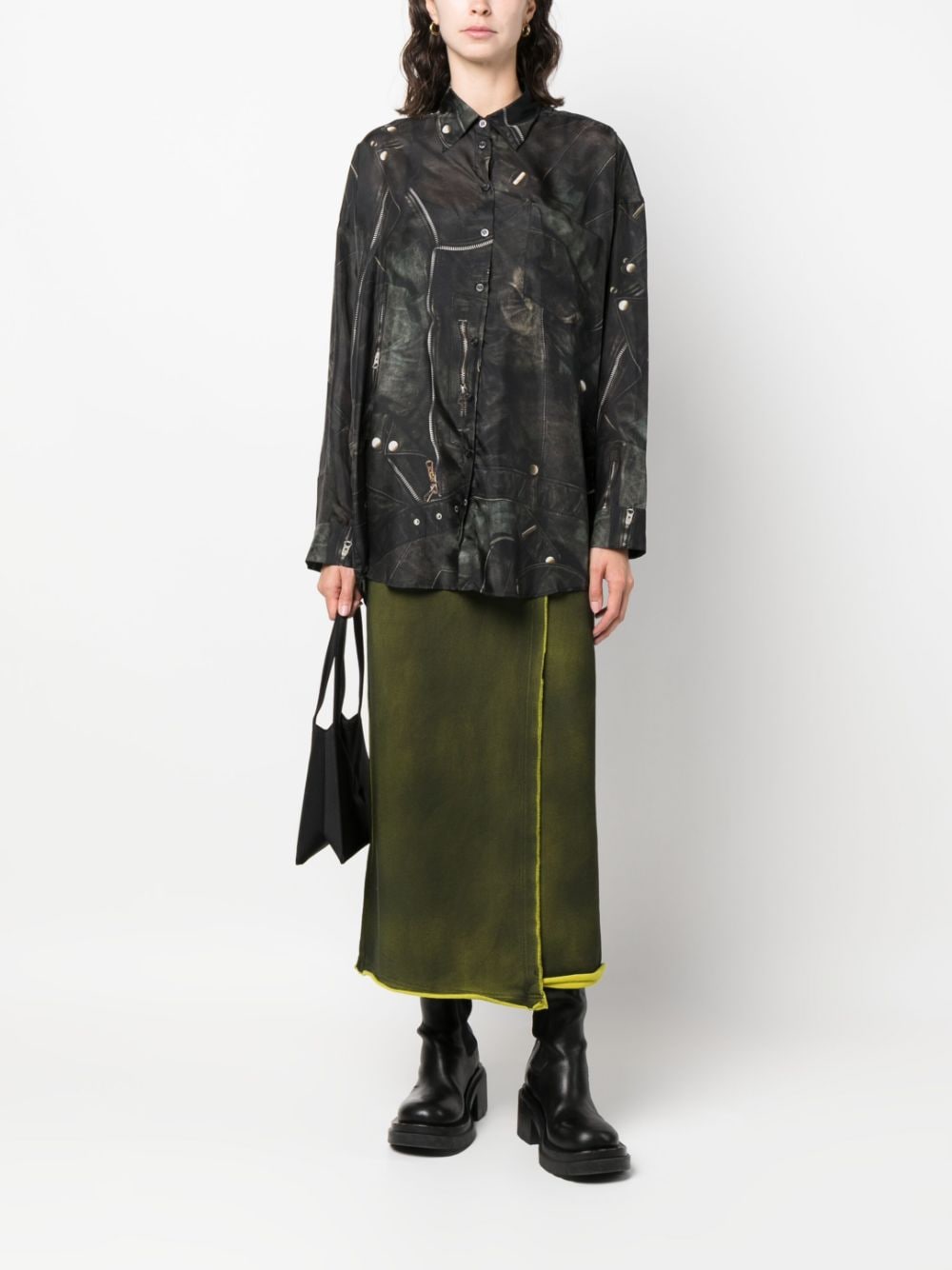 Acne Studios asymmetric faded straight skirt - Geel