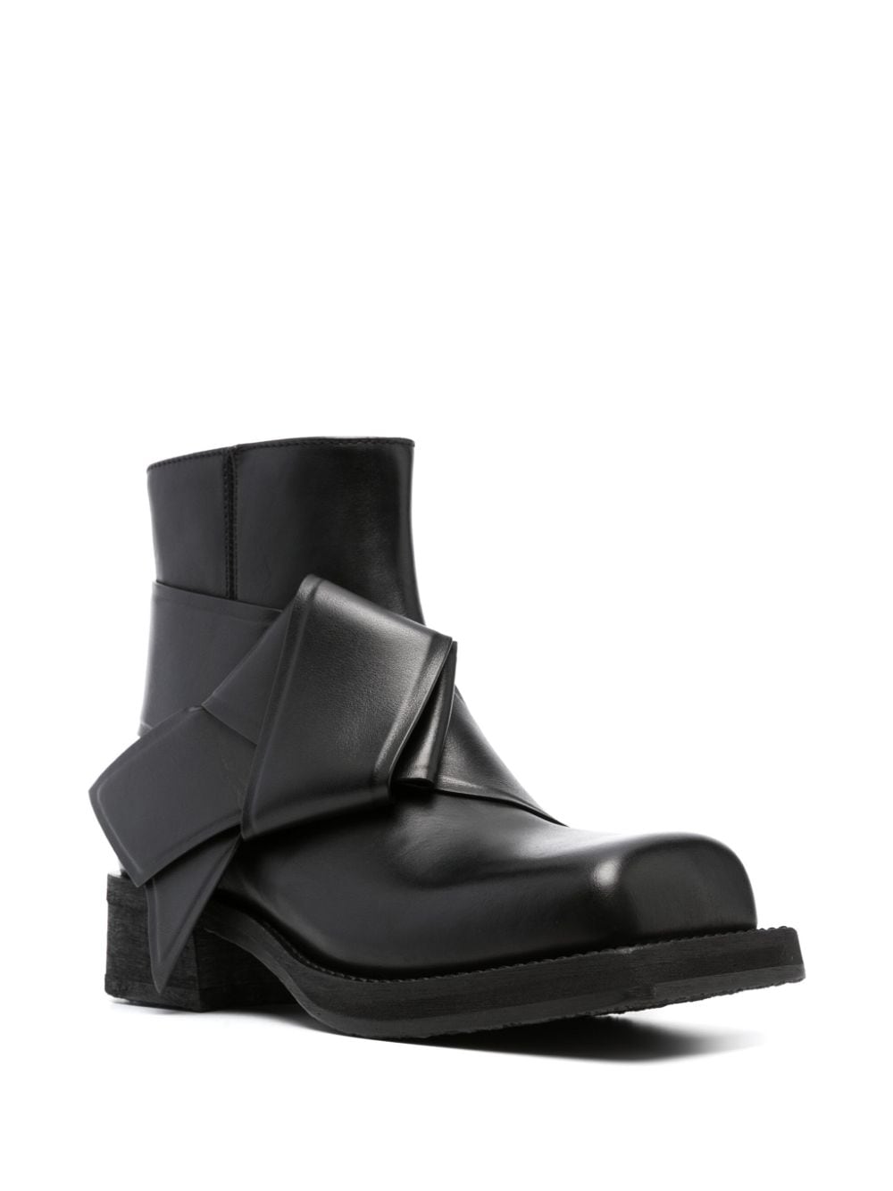 Shop Acne Studios Knot-detail Leather Ankle Boots In Black
