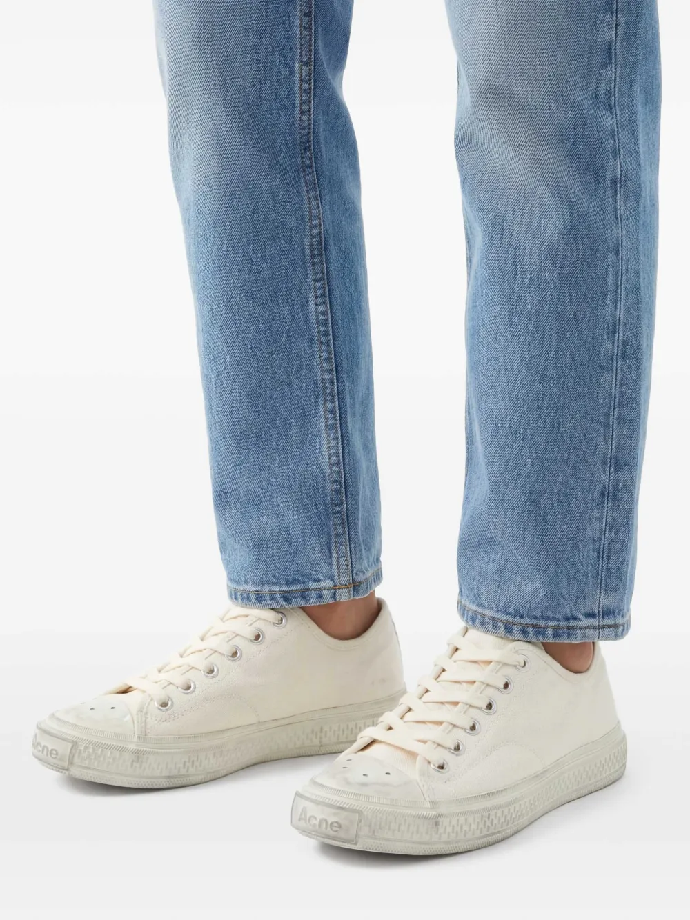 Acne Studios Ballow Tag Distressed-effect Sneakers in White, view 2