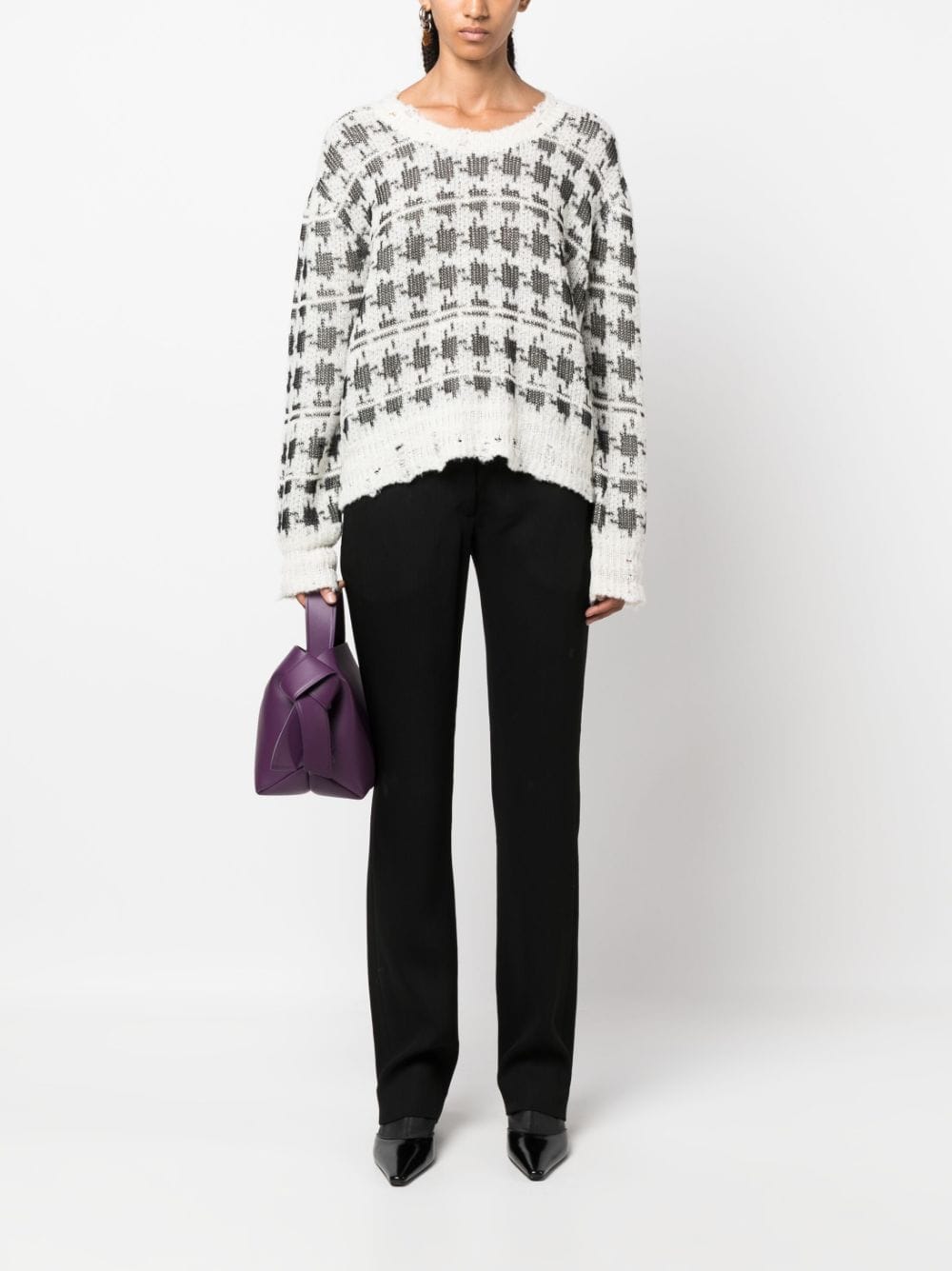 Acne Studios puppytoothpattern Distressed Jumper Farfetch