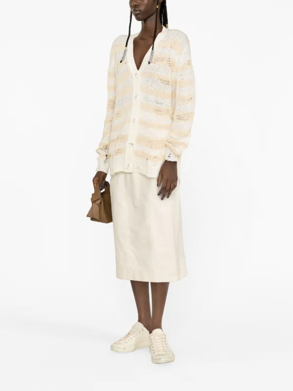 Acne Studios ストライプ ダメージ カーディガン | ニュートラル 