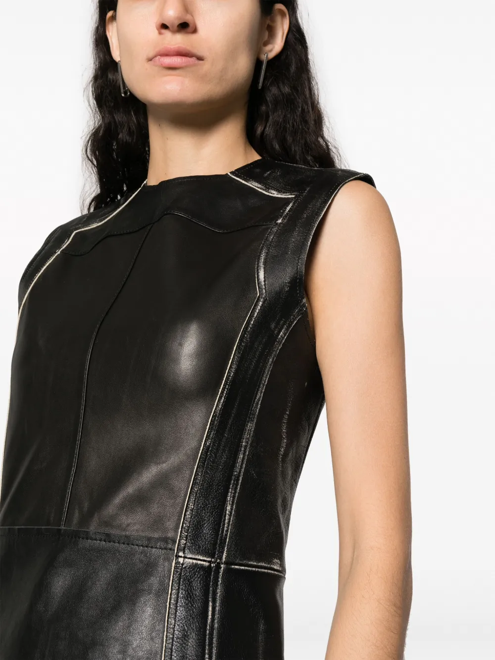 Shop Acne Studios Sleeveless Leather Minidress In Black