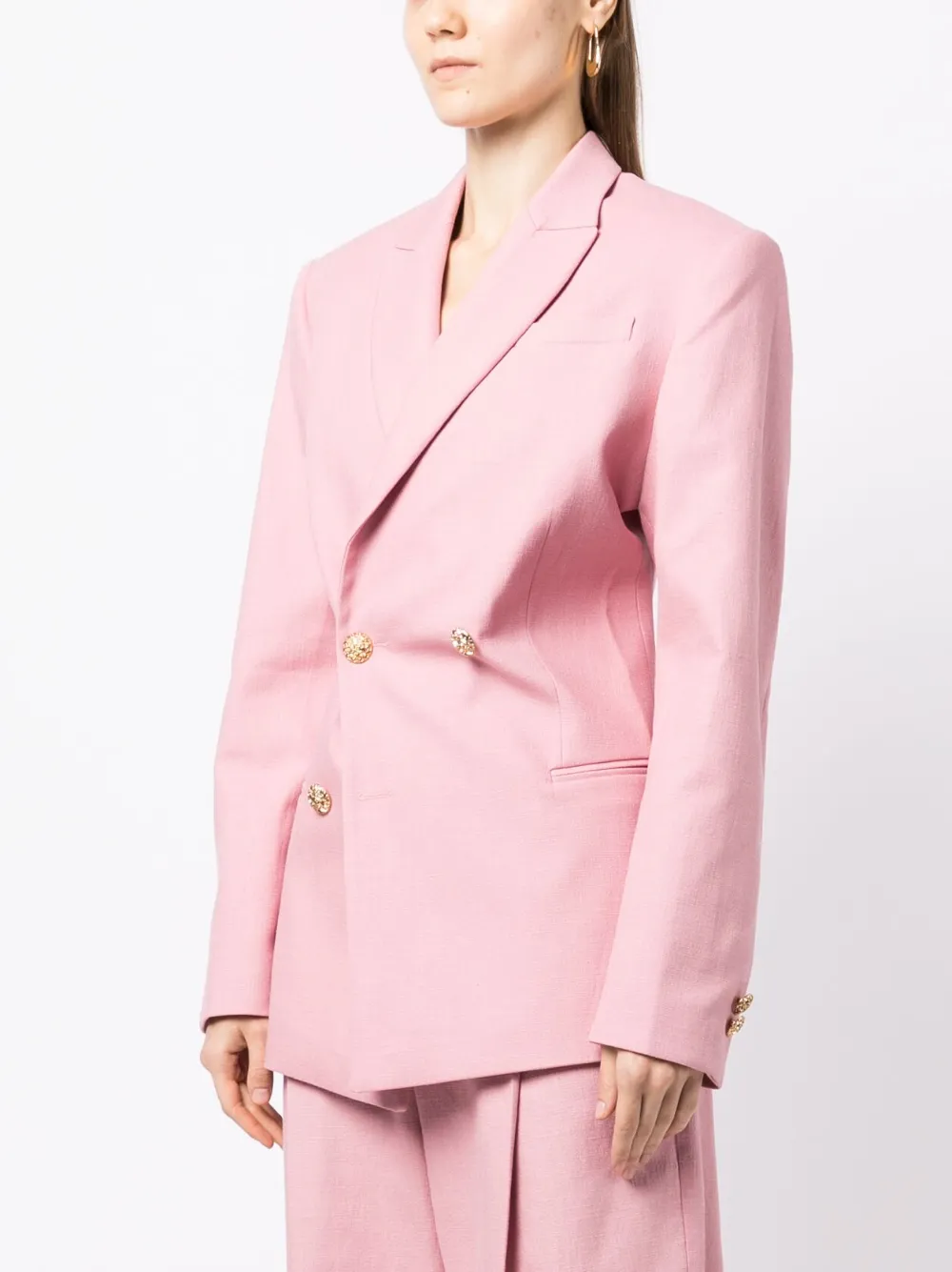 Shop Anouki Double-breasted Blazer In Pink