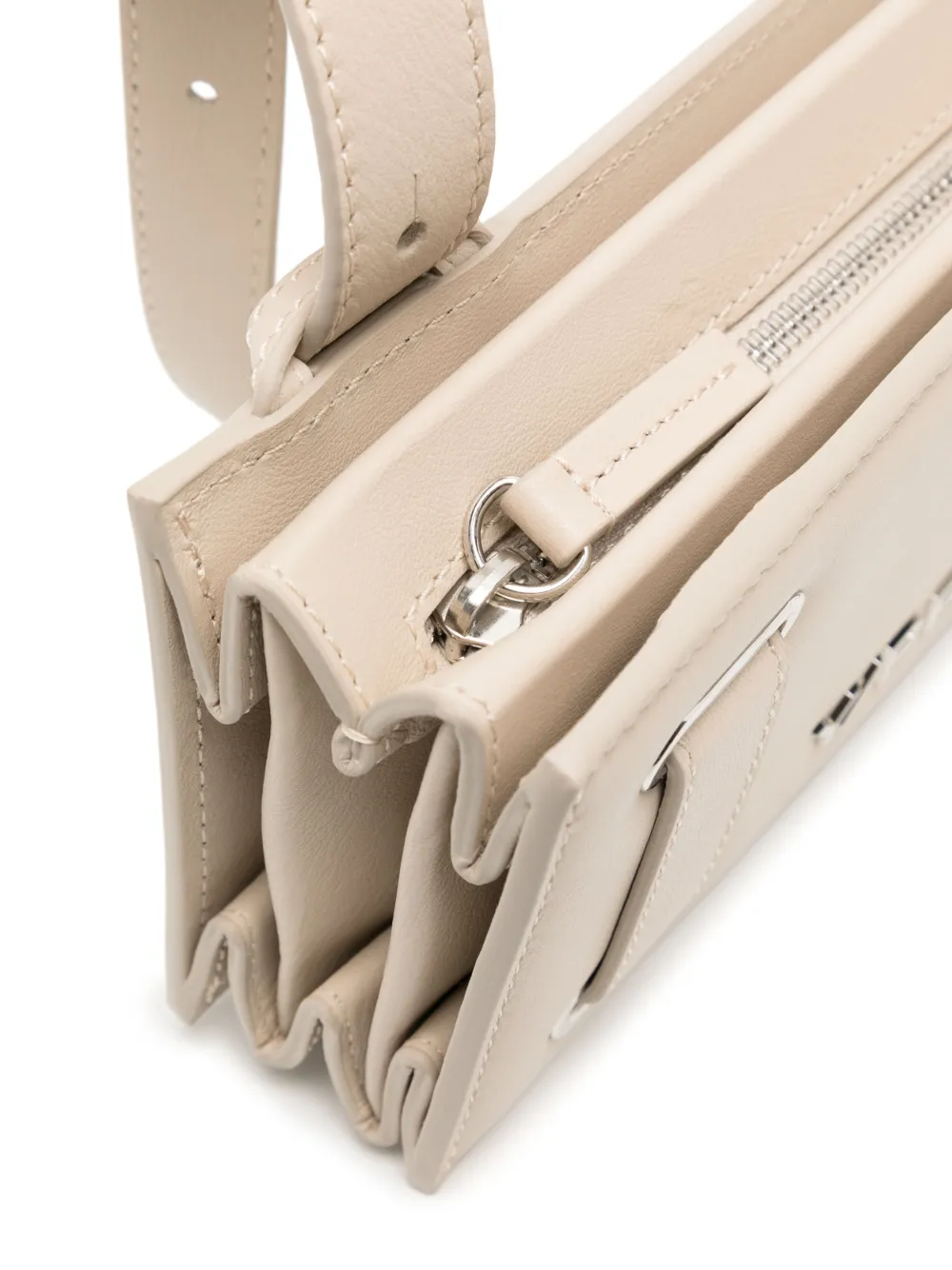 Shop Y/project Logo-plaque Accordion Bag In Neutrals