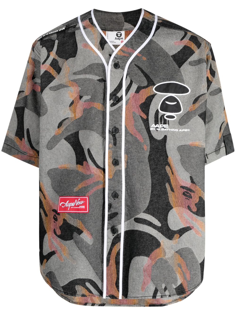 AAPE by *A Bathing Ape logo-print Baseball Shirt - Grey