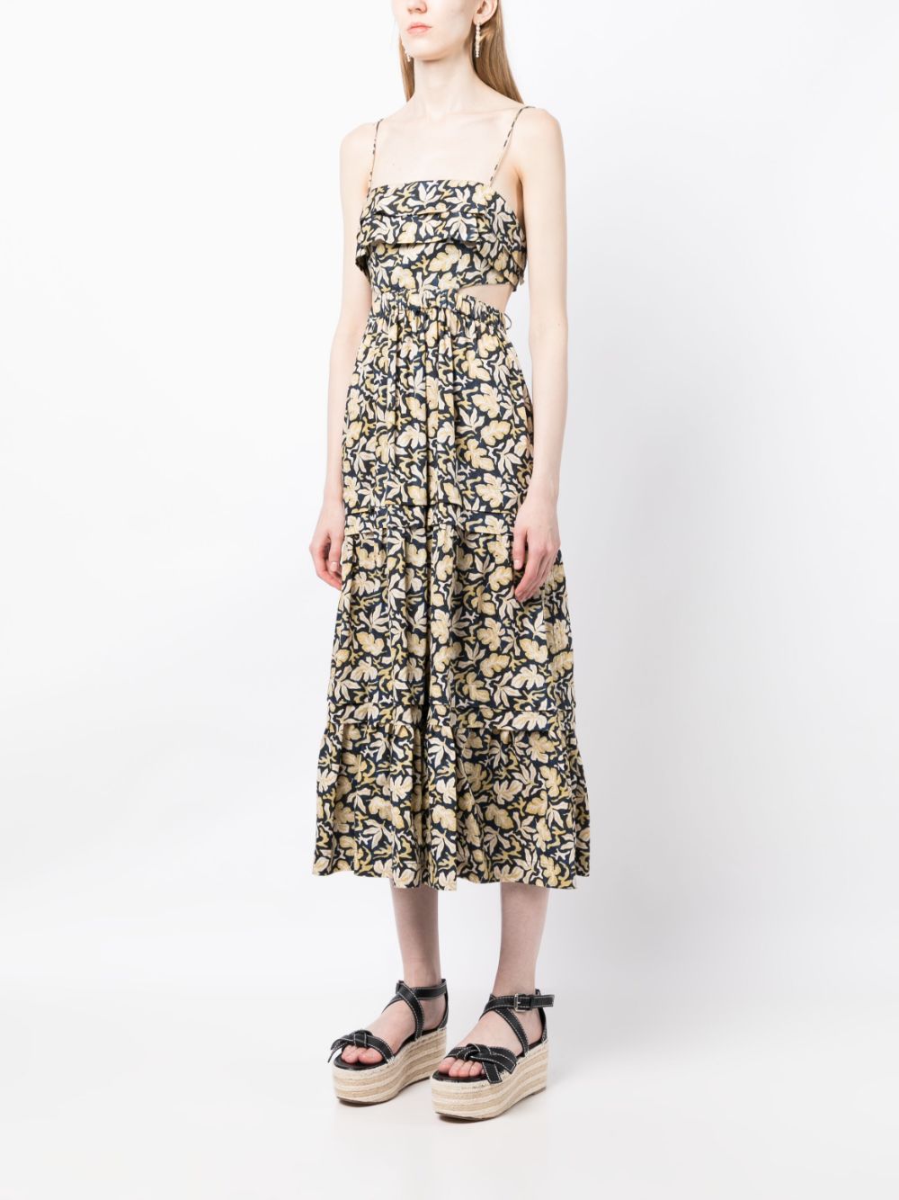 Shop Acler Cranbrook Forest-print Midi Dress In Multi