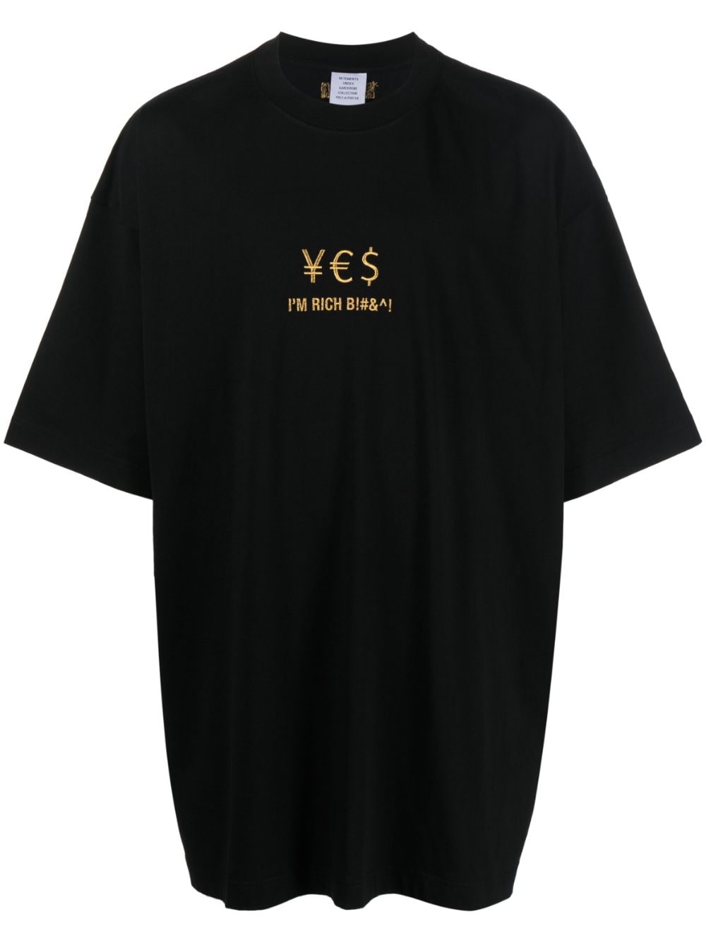 Vetements Embroidered-slogan T-shirt In Black