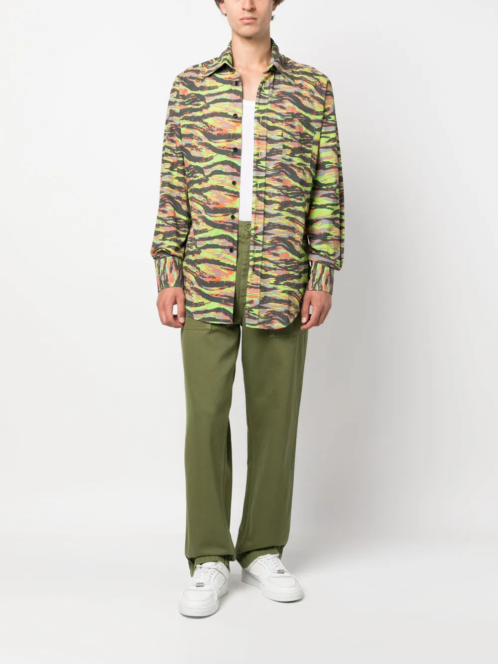 ERL zebra-print cotton shirt - Groen
