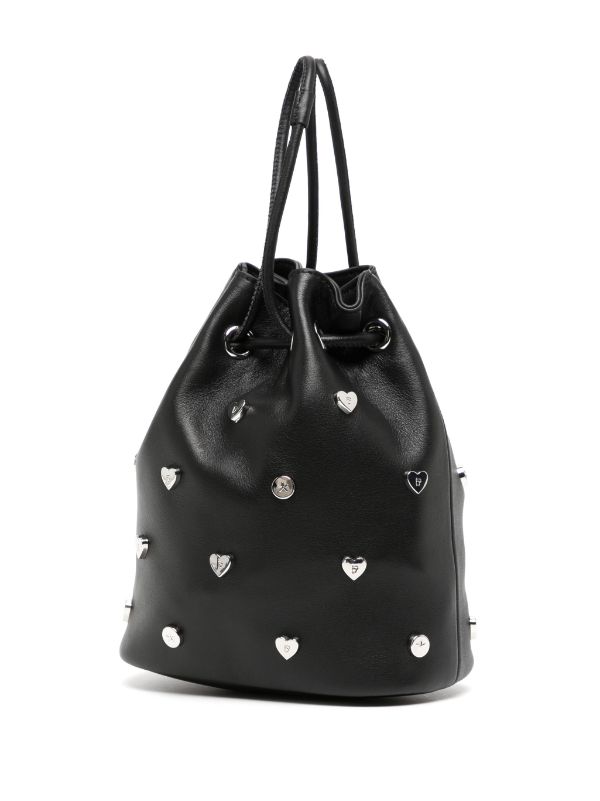 Studded Decor Bucket Bag Drawstring Design, Clear Bag