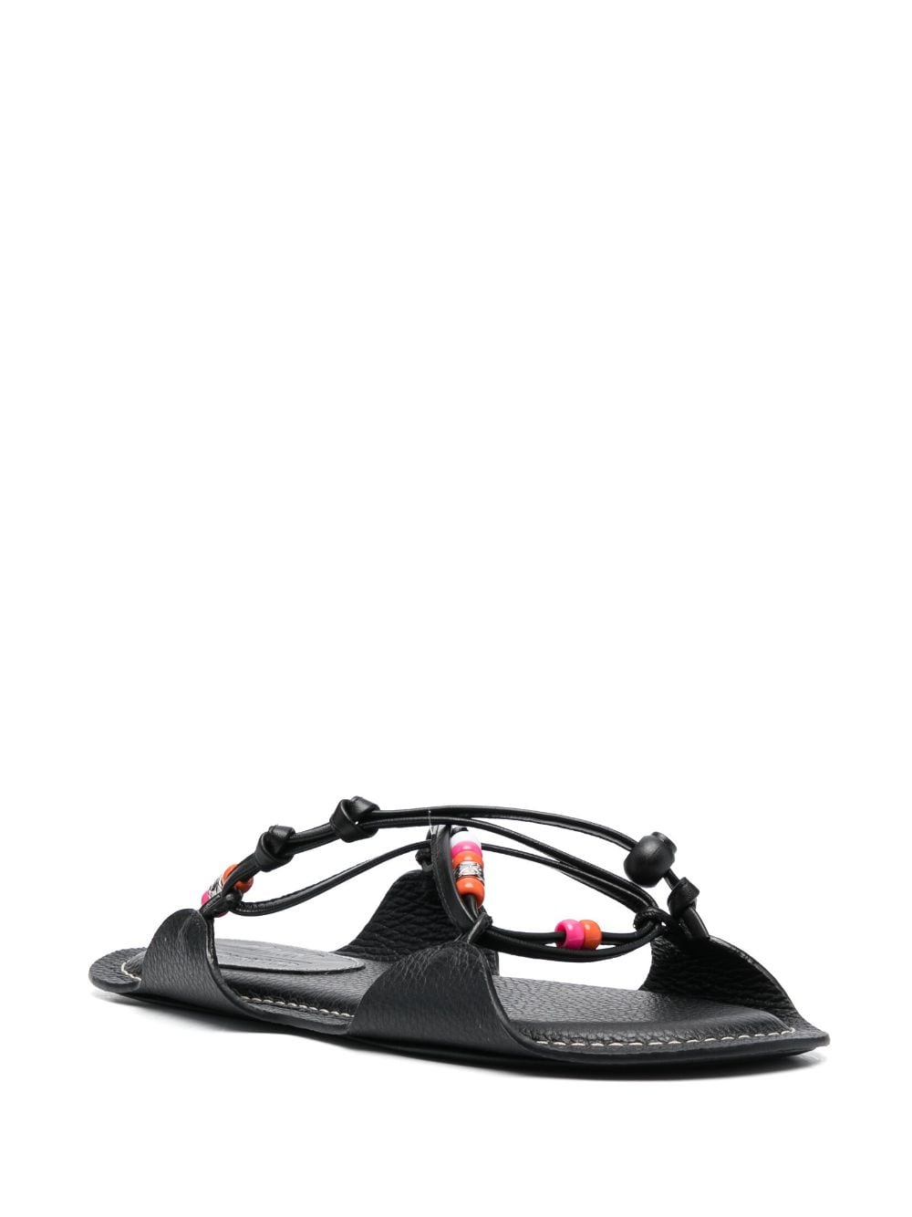 Shop Marni Beaded Strappy Sandals In Black