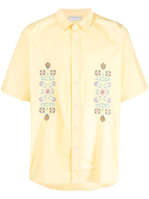 Drôle De Monsieur flower-embroidery cotton shirt