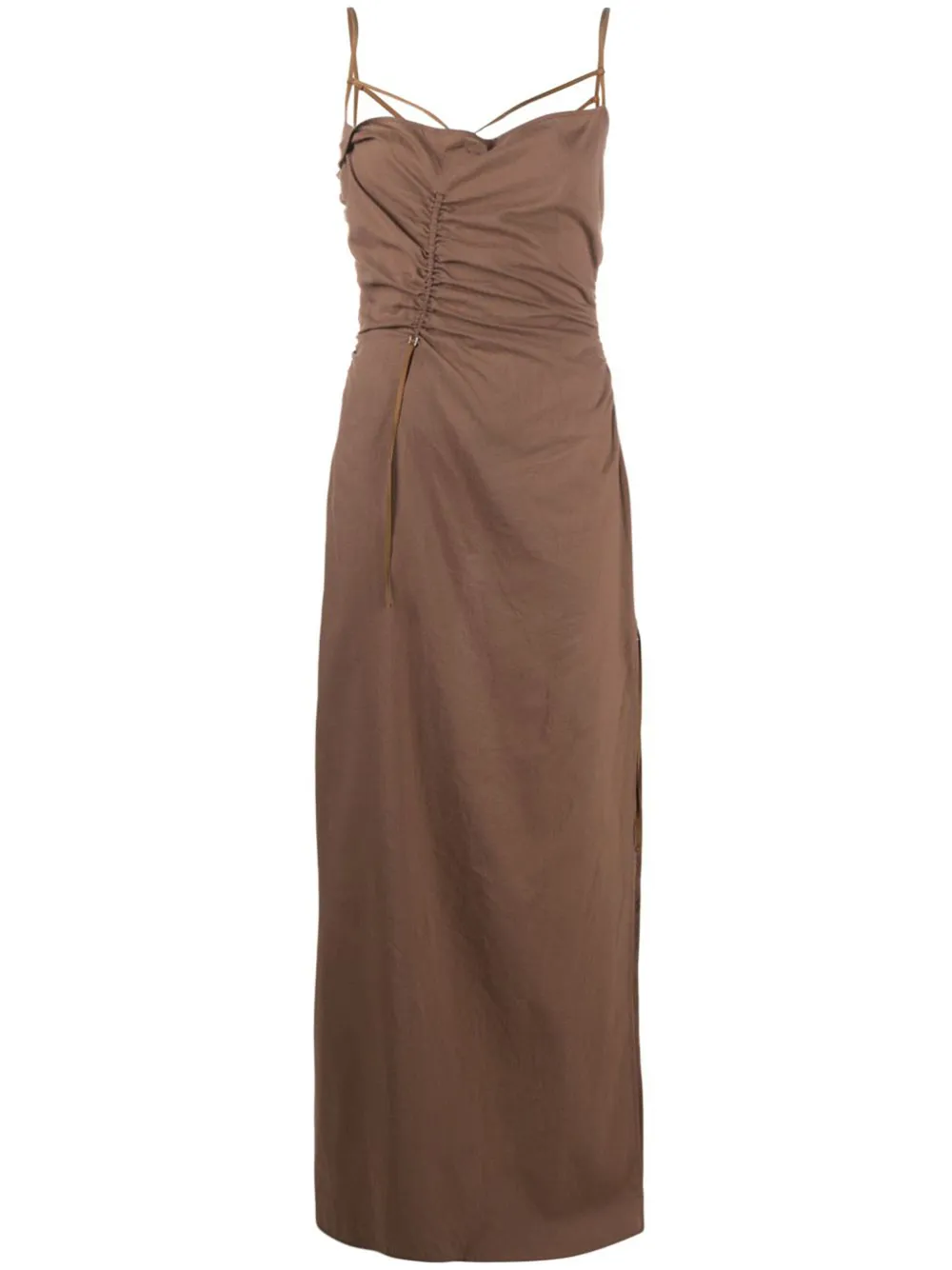 Jacquemus Women's Gaua Sleeveless Ruched Maxi Dress In Brown