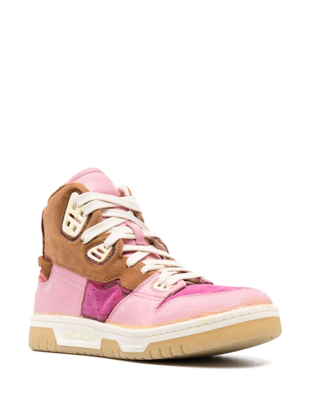 Acne Studios Paris Destroyed high-top sneakers - Roze