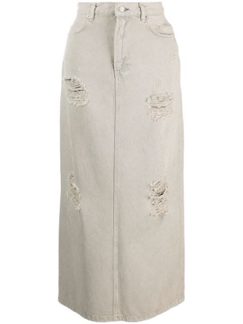 Acne Studios distressed-effect organic cotton skirt
