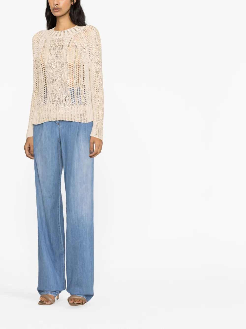 Ermanno Scervino Trui verfraaid met kristallen - Beige