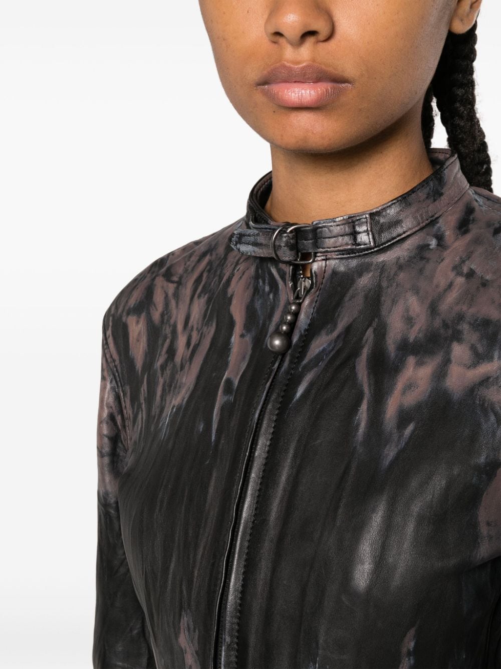Shop Acne Studios Faded-effect Leather Jacket In Black