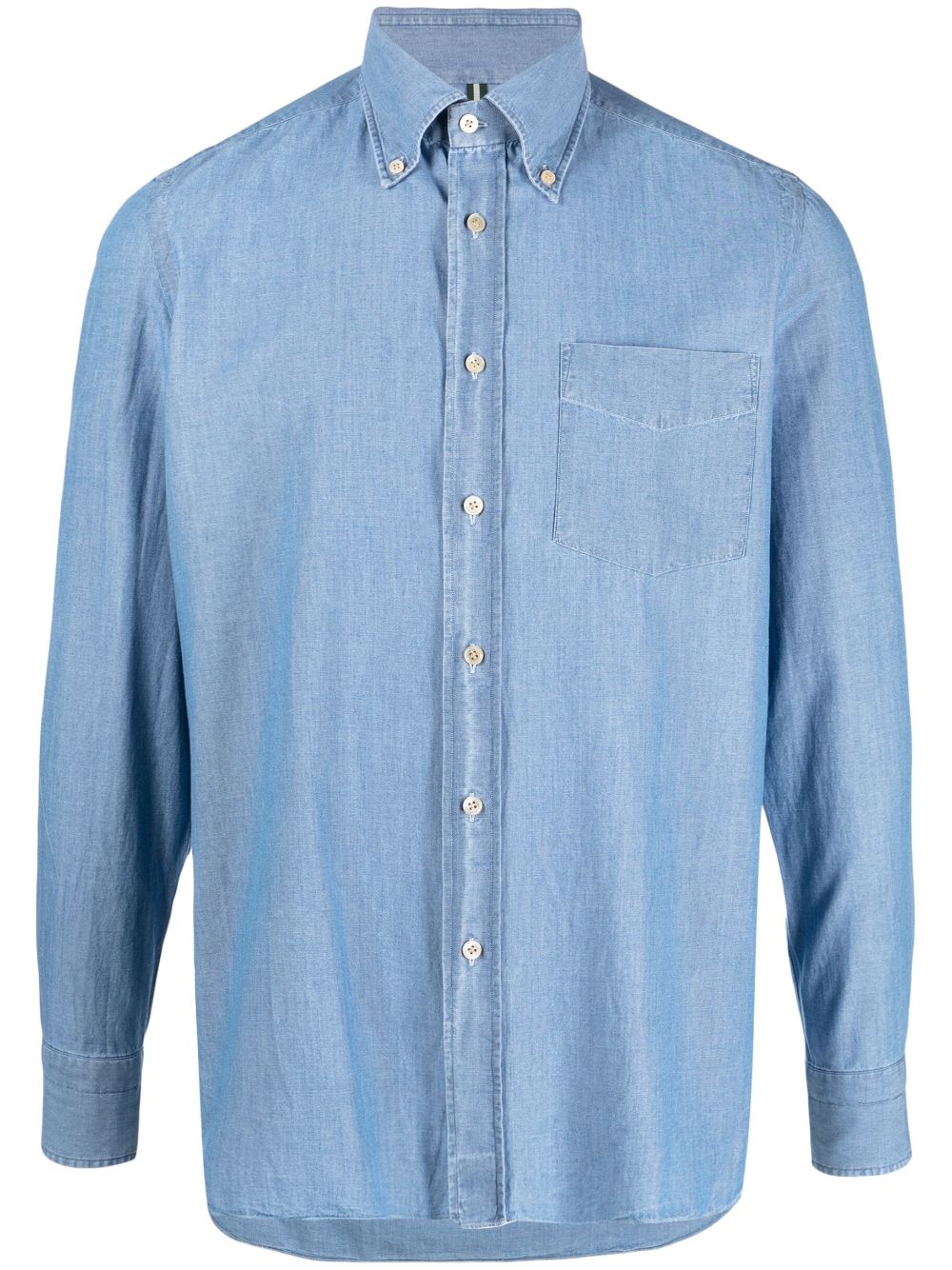 borrelli chemise en coton à poche poitrine - bleu