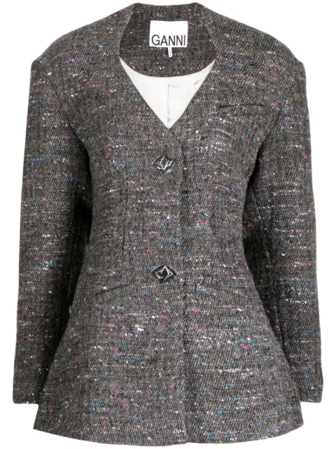 GANNI fitted wool-blend blazer 
