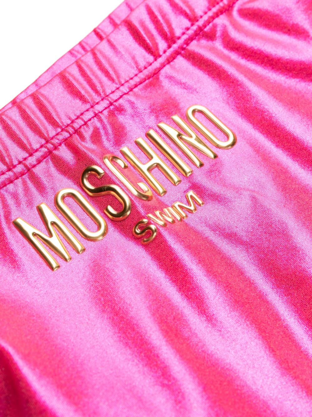 Shop Moschino Logo-print Skinny-cut Shorts In Rosa
