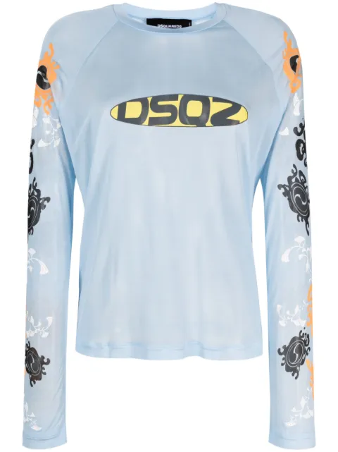 Dsquared2 logo-print semi-sheer top