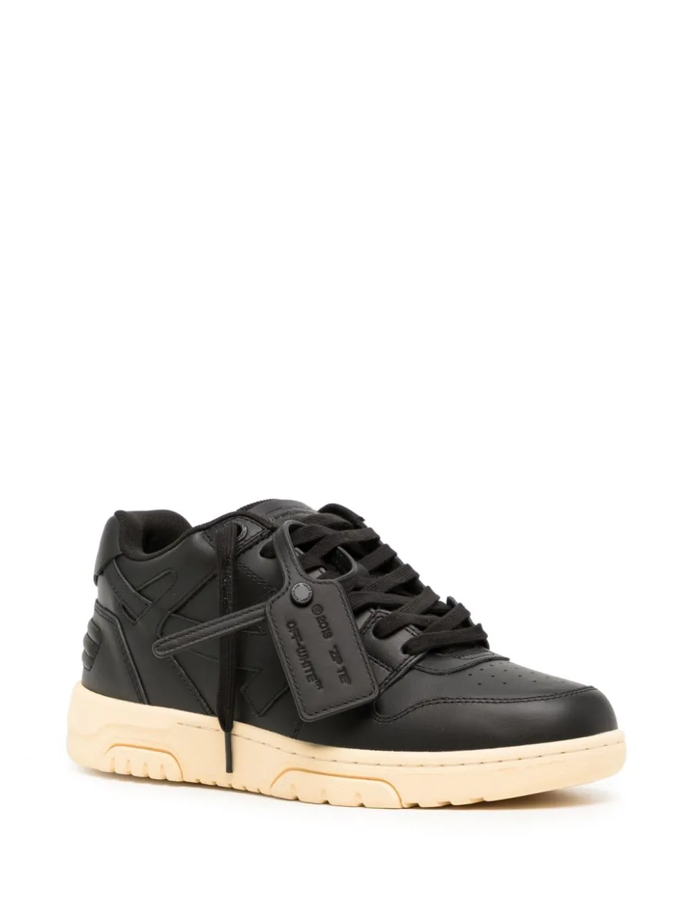 Off-White Out Of Office leren sneakers - BLACK BLACK