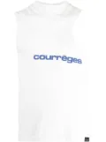Courrèges aysmmetric logo-print tank top - White