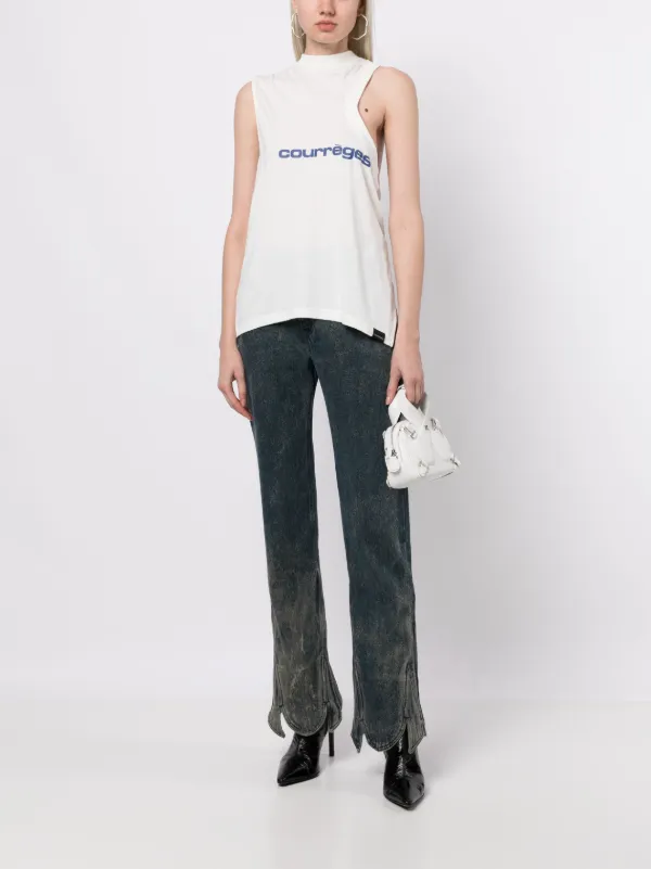 Courrèges Aysmmetric logo-print Tank Top | White | FARFETCH Courrèges Aysmmetric logo-print Tank Top | White | FARFETCH