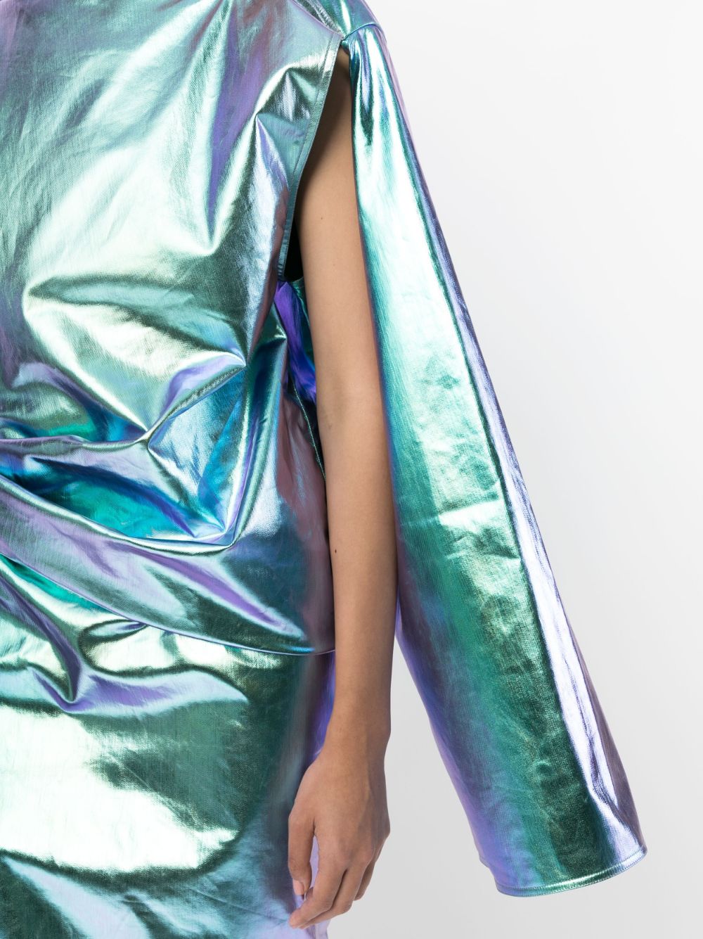 Shop Rick Owens Holographic Asymmetric Gown In Multicolour