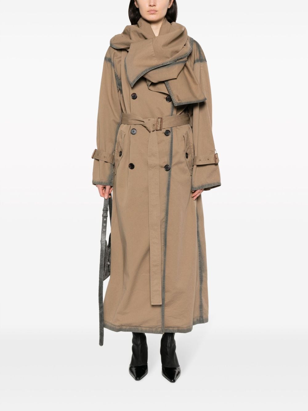Image 2 of Acne Studios contrast-trim asymmetric trench coat