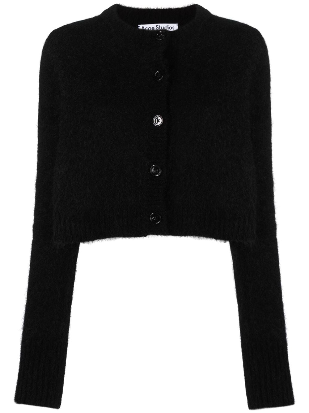 Acne Studios Knitted Cropped Cardigan In Black