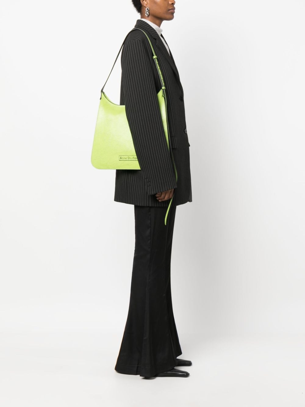 Shop Acne Studios Platt Crackle-effect Shoulder Bag In Green