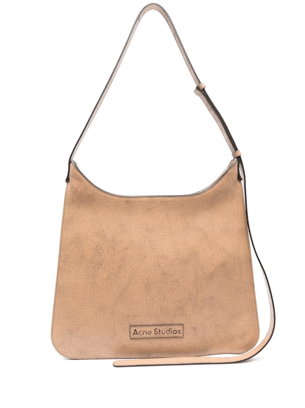 Shop Acne Studios Platt Crackle-effect Shoulder Bag In Neutrals