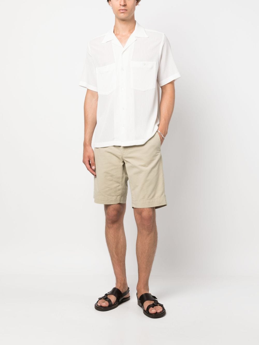 Incotex straight-leg cotton shorts - Beige