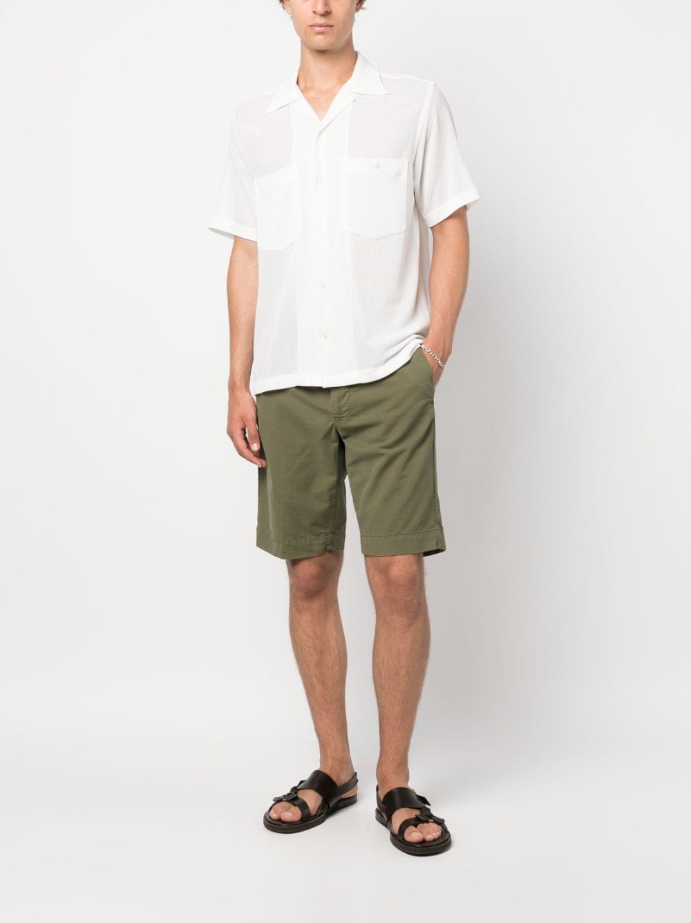 Incotex straight-leg cotton shorts - Groen