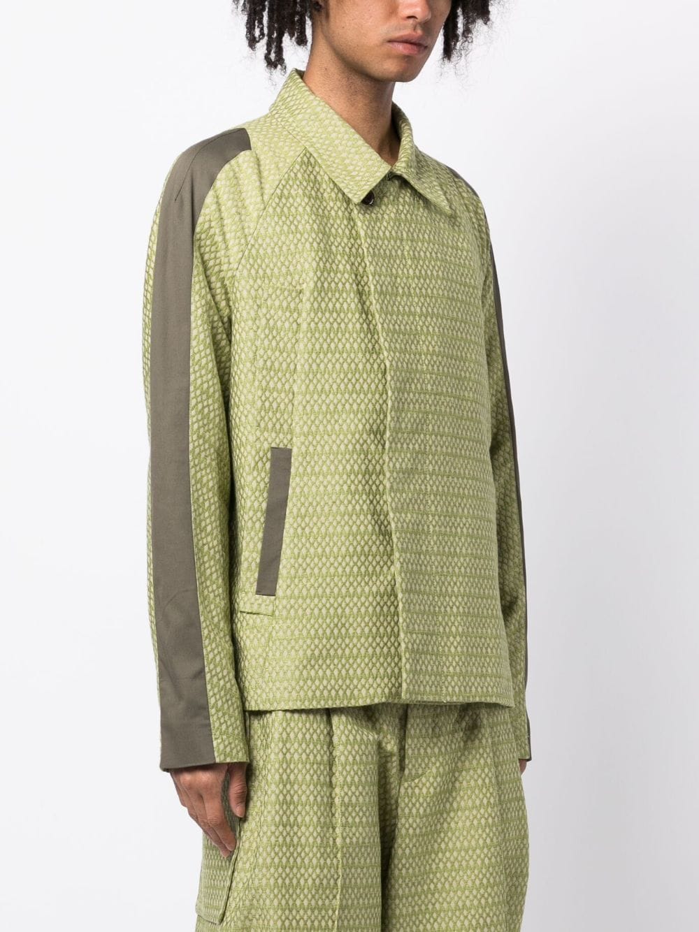 Tonkin Contrast Jacket In Greensand/camel